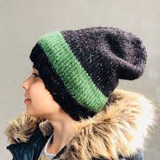 Black Green Reflective Light Knit Hat Slouchy Beanie Large Knitted Hat Chunky Knit Hat Beanie The Hat Which Is R Knitted Hats Wool Hat Knit Light Knit