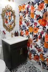 Black And White Shower Curtain Ideas My Entire Apartment Renovation After Photos Living After Midnite Floral Shower Curtains Vintage Bathrooms Room Tiles
