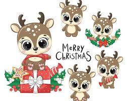 Cute Digital Animal Clipart Colorful Vector Png By Arinafantasy Christmas Drawing Kawaii Christmas Christmas Cartoons