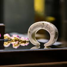 BAKELITE, STEEL, GOLD, AND DIAMOND CUFF BRACELET BY DANIEL BRUSH, NEW