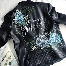 Bridal Accessories Painted Leather Jacket Leather Jacket Wedding Painting Leather