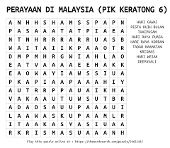 Malaysia terkenal dengan masyarakat yang berbilang bangsa dan agama. Download Word Search On Perayaan Di Malaysia Pik Keratong 6