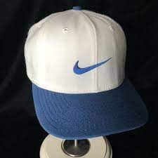 Nike Golf Hat Fitted 7 1 4 Blue White Swoosh Made Usa The Swamp Metal Swoosh Tab Nikegolf Baseballcap Nike Golf Hat Golf Hats Nike Hat
