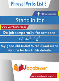 Stand In For Phrasal Verb With Hindi And Urdu Meanings And Sentence Download Pdf English Vocabulary Verbs List Learn English