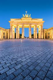 Classic Vertical View Of Historic Brandenburg Gate Germany S Most Famous Landmark And A National Symbol In Post Sunset Twilight During Blue Hour At Dusk In Su