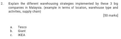 The main parent company of petronas was created in august 1974 by the malaysian government in order to assert the nation's rights over the use of malaysia's own natural resources. 2 Explain The Different Warehousing Strategies Chegg Com