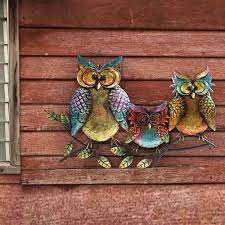 Colorful Owl Family Wall Hanging Metal Indoor Outdoor Home Decor Design Sunjoy Owl Wall Decor Owl Home Decor Owl Family