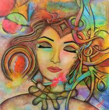 Buy Darina-Heavily Textured Painting Handmade Painting by DHVANI PATEL.  Code:ART_3874_32067