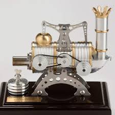 Steampunk design used in house decoration. Steampunk Design Power Plant With Real Stirling Engine Kunstbaron