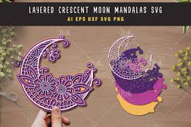 Download Crescent Moon And Mandala Svg 3d Layered Svg File Free Svg Cut Files