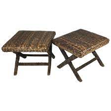 This lovely bench in antique white finish offers sturdy teak wood construction, turned legs, and beautifully woven rattan seat. Pair Of Natural Woven X Base Benches With Wrapped Rattan Legs For Sale At 1stdibs