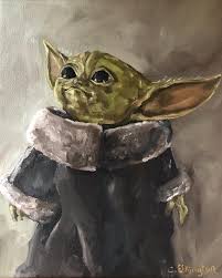 Baby Yoda Giclee Print Fine Art Print Baby Yoda Star Wars Etsy In 2021 Star Wars Art Painting Star Wars Painting Yoda Art
