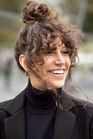 5 Simple Holiday Updos That Look Amazing On Curly Hair Curly Hair With Bangs Curly Hair Styles Funky Curly Hair