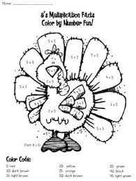 Thanksgiving Multiplication 5x S Facts Color By Number Thanksgiving Multiplication Thanksgiving Math Math School