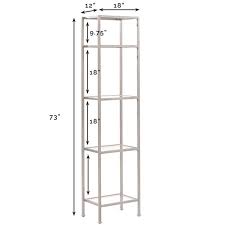 Standard storage gets a stylish upgrade with the aimee etagere set. Crosley Aimee 4 Shelf Narrow Glass Etagere In Antique Gold Cf6114 Gl