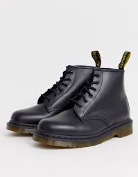 Dr Martens 101 6 Eye Boots In Black Black Dr Martens Shoes Schwarze Stiefel Stiefel Dr Martens