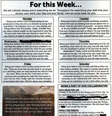 It's in the baptist church, catholic, pentecost, and most every other church. My Church S Bulletin Has A Weekly List Of Tasks That Can Bring One Closer To God To Do Throughout The Week All Centered Around A Single Theme Catholicism