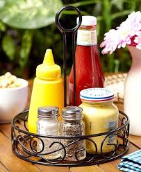 Scroll Condiment Caddy Black Table Server Metal Table Picnics Bbq Or Tailgates
