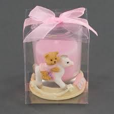 It makes for a party full of puns. Pink Ceramic Teddy Bear Holder On Rocking Horse Baby Shower Favor