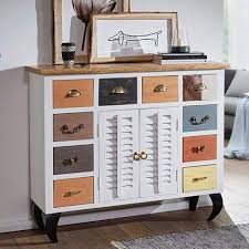 Finebuy Sideboard Fahid 120x105x40 Cm Vintage Stil Mango Massivholz Metall Design Kommode Schmal Bunt D Kommode Weiss Hochglanz Kommode Kommode Schwarz Weiss