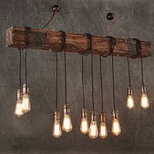 Rustic Color Wood Hanging Multi Pendant Edison Beam 10 Light E26 E27 Bulb 400w Painted Farmhouse Industrial Style Home Lighting Pendant Lights Aliexpress