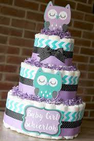 3 Tier Purple Teal And Black Owl Mini Diaper By Babeecakesboutique Baby Shower Purple Owl Girl Baby Shower Owl Baby Shower Theme Girl