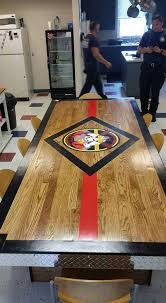 Firehouse 7 Awesome New Kitchen Table Built And Designed By The Firefighters Themselves Fire Department Decor Fire Hose Crafts Fire Emt