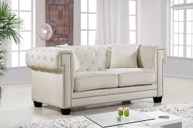 Meridian Furniture Bowery Cream Velvet Loveseat Meridian Furniture Furniture Love Seat