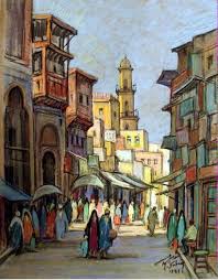 Alashgar Street Gold Market Egyptian Painting Arab Artists Egyptian Art