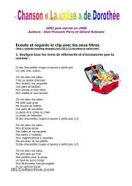 Chanson La Valise De Dorothee Chanson Enseignement Du Francais Fiches Pedagogiques