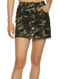 Almost Famous Button Front Camo Mini Skirt Products In