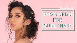 Many people go to great lengths to get their hair permed this hairstyle for naturally curly hair lets the hair just cover the ears while the waves look gorgeous on both side of the face. Prom Updo For Curly Hair Ipsy Mane Event Youtube