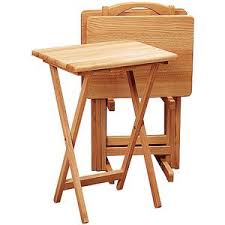 Winsome Wood Alex 5 Piece Snack Table Set Natural Finish Walmart Com Tv Tray Table Snack Table Set Tv Tray Set