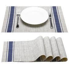 Amazon Com Placemat Fashion European Style Pvc Placemat Non Slip Insulation Placemat Washable Table Mats Set Of 4 Blue Table Mats Placemats Stylish Furniture