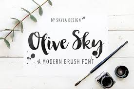 Try, buy and download these fonts now! Modern Brush Font Olive Sky 15447 Script Font Bundles In 2020 Hand Lettering Brush Font Lettering Fonts