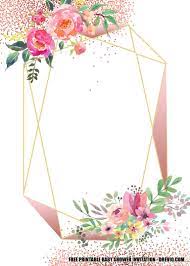 Free Blush Floral Rose Gold Geometry Invitation Templates Bagvania Floral Baby Shower Invitations Floral Baby Shower Baby Shower Invitation Templates