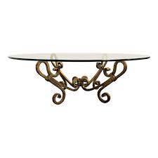 An iron and wood pairing! 1940s Vintage Gilded Wrought Iron Base Coffee Table Design Plus Gallery