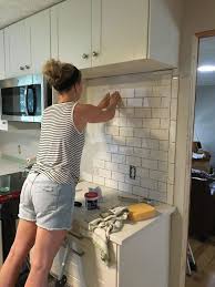 How to tile a kitchen backsplash (with subway tile over drywall). Subway Tile Backsplash Step By Step Tutorial Part One Kitchen Tiles Backsplash Kitchen Stand Kitchen Renovation
