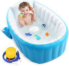 They get a bath every other night, and this is how i. Buy Baby Inflatable Bathtub Portable Infant Toddler Bathing Tub Non Slip Travel Bathtub Mini Air Swimming Pool Kids Thick Foldable Shower Basin With Air Pump Blue Online In Turkey B07q4qs1r8