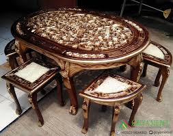 Tinggi meja dapur bikin meja dapur juga pakai ukuran tinggi yang pas dengan penggunanya, nggak mau kan tengeng lehernya. Set Meja Makan Oshin Murah Furniture Jati Jepara