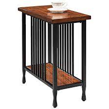 Having too many shades of wood in one room can make your design look chaotic. Ironcraft 24 Wide Metal And Oak Top Narrow Chairside Table 1r152 Lamps Plus In 2021 Chair Side Table End Tables Furniture