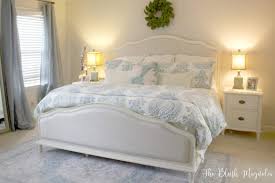 The verdant shade of green used in this master bedroom is bold without being overbearing. Our Master Bedroom Refresh Sneak Peek The Blush Magnolia