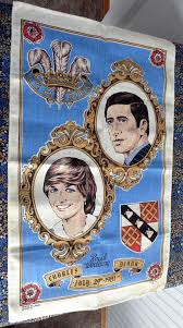 The wedding of prince charles and lady diana spencer took place on wednesday 29 july 1981 at st paul's cathedral in london, united kingdom. Tea Towel Royal Wedding Charles Diana 1981 Linen Blue Dish Towel Charles And Diana Princess Diana Princess Diana Family