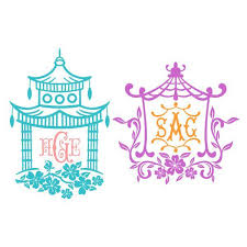 Download Pagoda Monogram Frame Cuttable Design Apex Embroidery Designs Monogram Fonts Alphabets