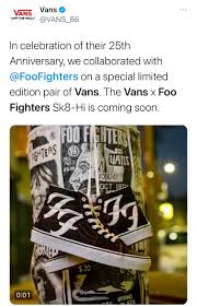 Foo fighters have teamed up with vans for a limited edition pair of shoes in celebration of their 25th anniversary and new album 'medicine at midnight.' Vans X Foo Fighters Coming Soon Imgur