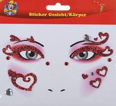Danach erhalten die augenhöhlen tiefe schwarze schatten und auch die nasenspitze sollte mit etwas schwarz abgedunkelt werden. Sticker Gesicht Korper Herzen Bei Karnevalswierts Com