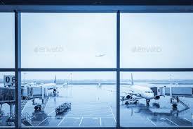 Airport Window Scene By Chuyu2014 Airport Window View With Blue Tone On A Rainy Day Scene Airport Window Vie Stock Photos Photo Graphic Design Ideas Art