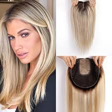 Amazon.com : FQNing Human Hair Topper Remy Straight Full Hand Tied, Silk  Base Cap Size 5''*5.5'' Balayage Hairpiece Crown Coverage Topper for Hair  Loss(T22, 10 Inch, Ice blonde with root) : Beauty