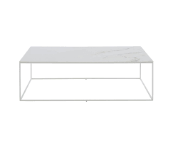 Designed by space copenhagen, the fly table is made of oak with a fine, honed marble table top. Space Low Rectangular Table Top In White Marble Effect Ceramic Stoneware White Lacquered Base Architonic