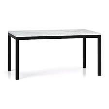 Parsons clear glass top/ dark steel base 60x36 large rectangular coffee table. Parsons White Marble Top Dark Steel Base 60x36 Dining Table Reviews Crate And Barrel